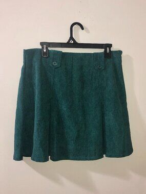 ModCloth Forest Green Corduroy Skirt Size 12 Lined Mini Dark Academia
